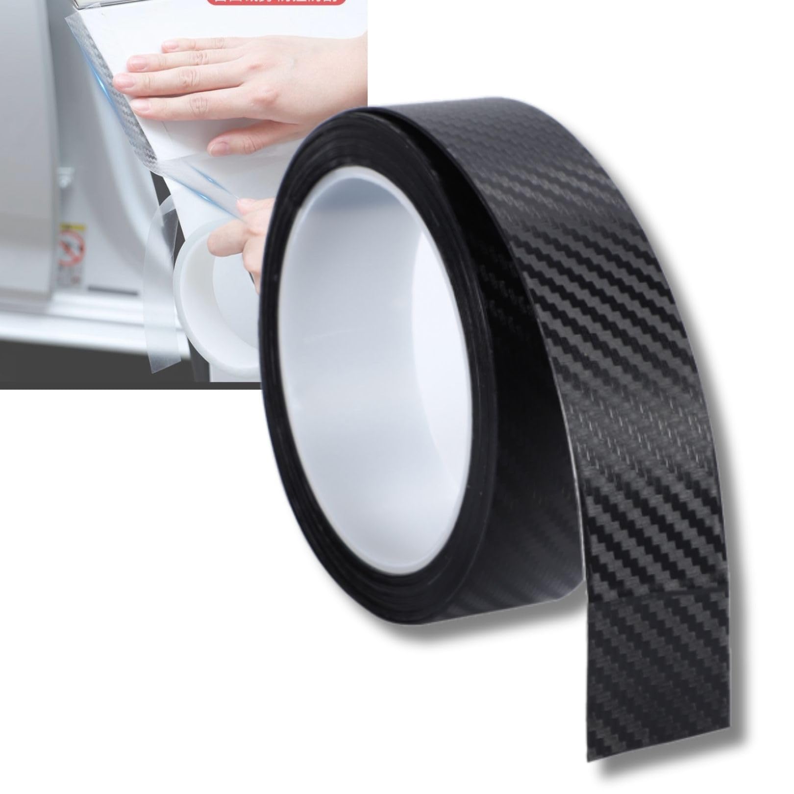 

Защита кромки двери автомобиля от царапин, черная и карбоновая, длина 5 м, ширина 3 см x 5 м, наклеивающаяся, устойчивая к пятнам, дизайн под волокно, (Черный, Длинный)