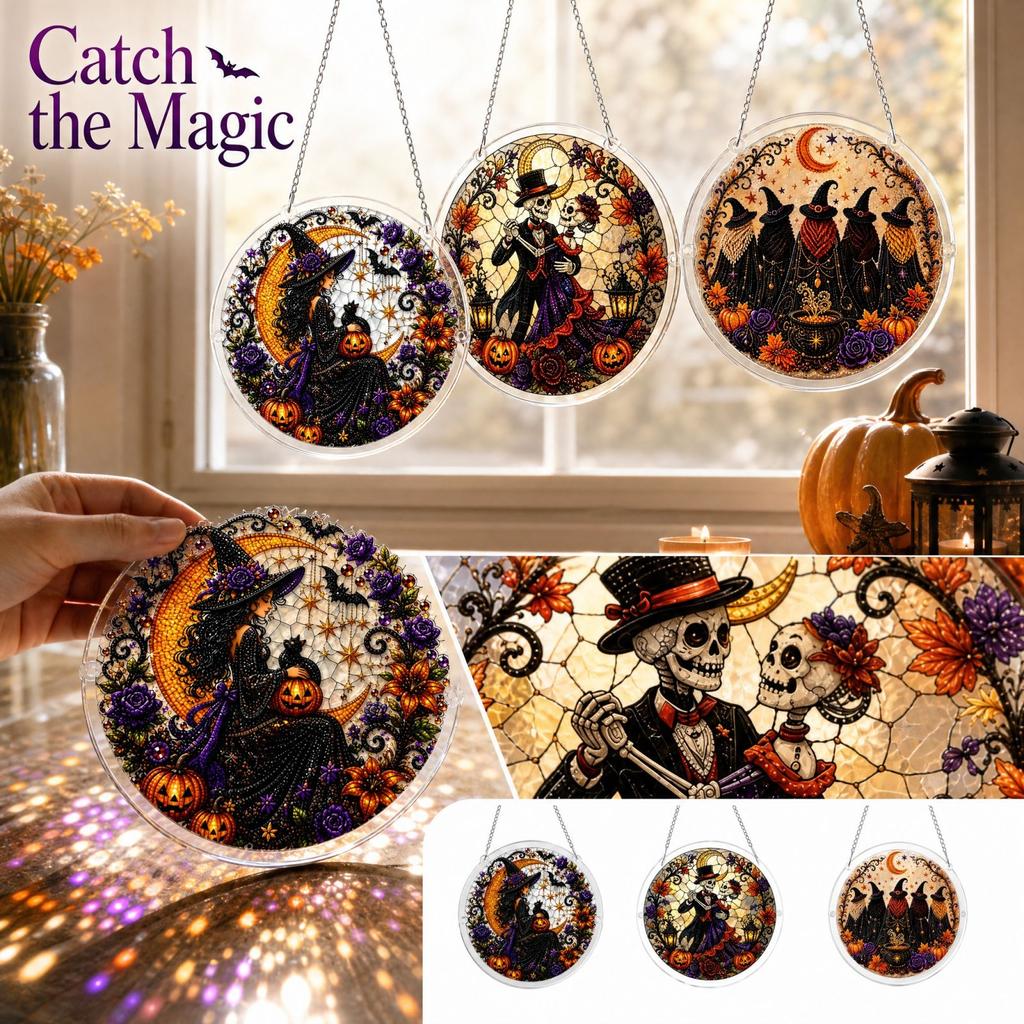 Halloween Acrylic Flat Puzzle Suncatcher Kit for Window Decor DIY