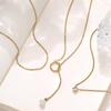 2-3pcs Women's Gold Necklace Stainless Steel Adjustable Choker Necklace CZ Pearl Pendant Chain Gold – with Jewellery Box