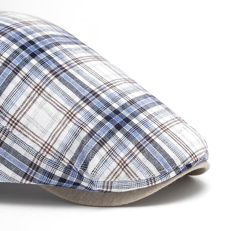 Damska wiosenno-letnia cienka oddychająca czapka w kratę, męska brytyjska czapka gazeciarza, retro beret