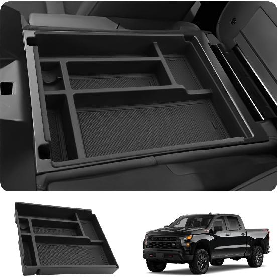 

LUWU Center Console Organizer Compatible with 2019-2022 2023 2024 2025 2026 Chevy Silverado/GMC Sierra 1500 & 2020-2025 2026 Chevrolet A2019-2026 (Split-Bench F