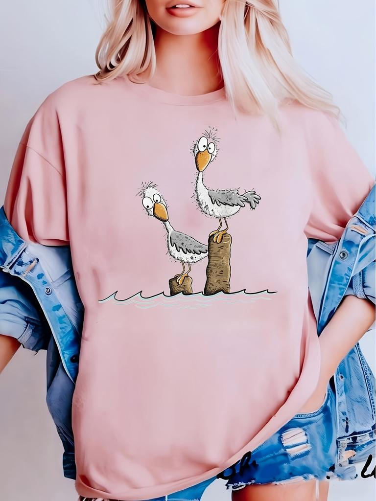 Funny Auntie Goose Drinking Tshirts Unisex Casual Humor Goose Short Sleeve Tops Tees Auntie Goose Is On The Loose Summer Tshirt