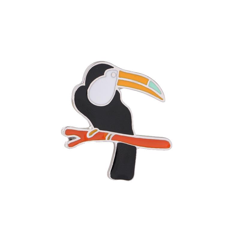Charming Japanese Girl Cartoon Parrot & Crane Brooch - Creative Small Pin Badge for Versatile Decoration