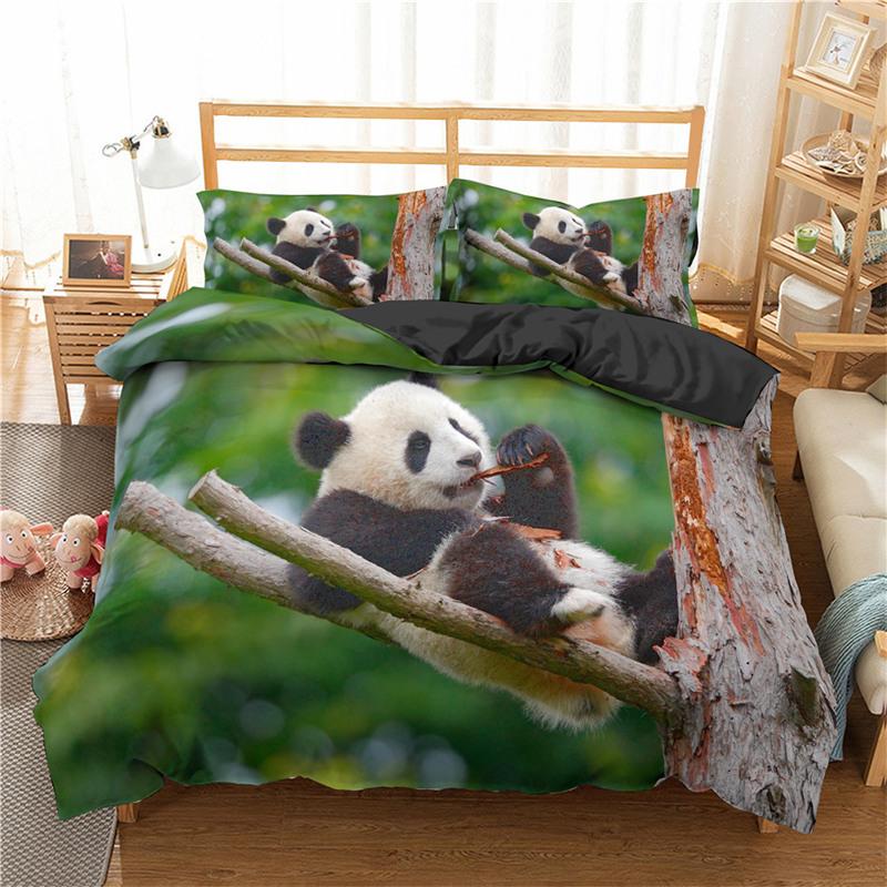 Kids Cute Animals Bedding Set Twin King For Boys Girls Teens 3D Panda Print Duvet Cover Microfiber Comforter Cover Bedroom Decor