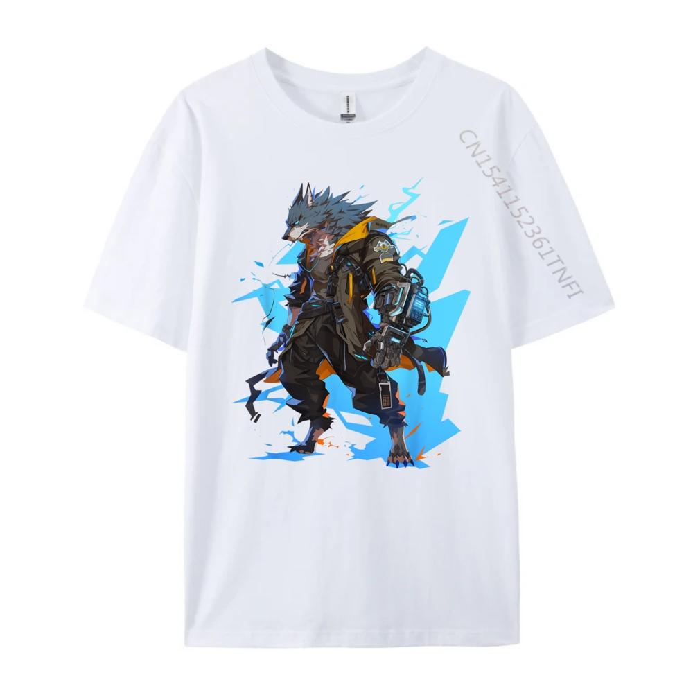 Cyberpunk Wolf Future Legend Harajuku Tee Shirt Men Tee Shirt Cute Oversized T Shirt Sale
