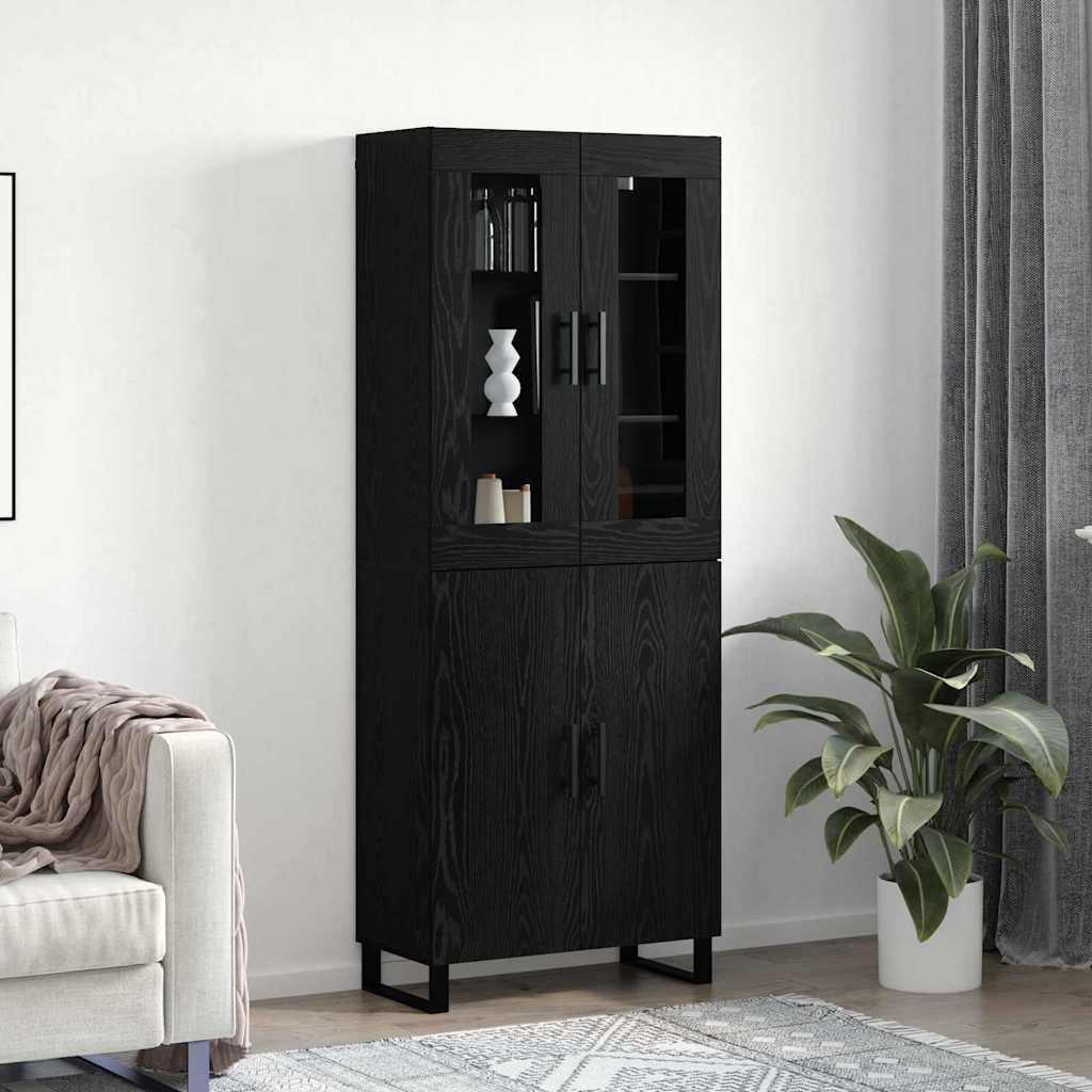Highboard 2 pcs Black Oak Effect Wood Based Material