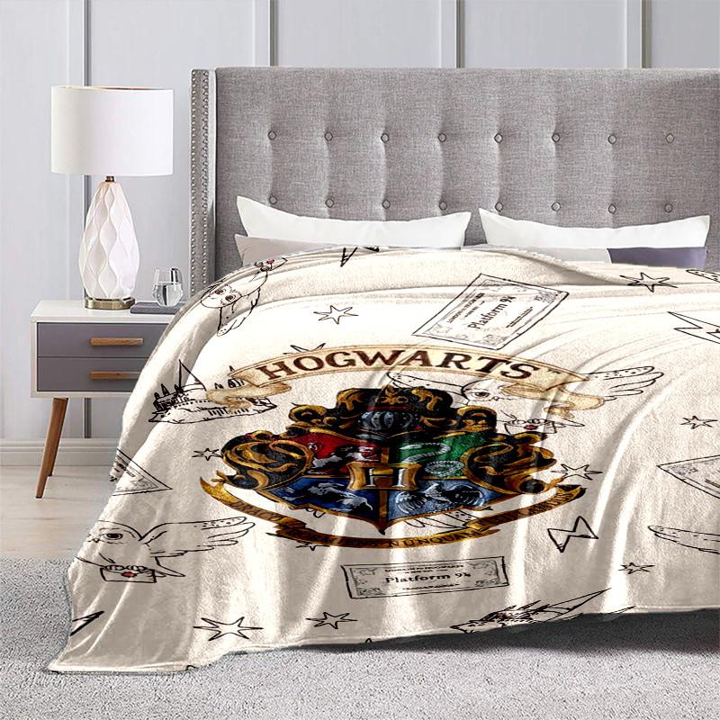 1pc Hogwarts Crest with Houses Symbols Cartoon Blanket,Portable Throw for Travel & Camping, All Season Cozy Blanket,Ideal Gift