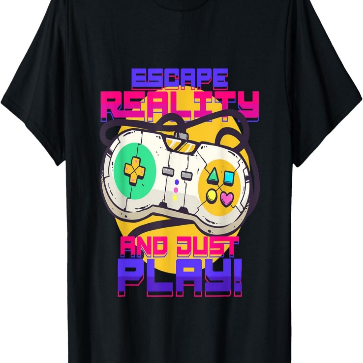 Игровая футболка для геймера Любителей видеоигр Убеги от реальности Футболка S чёрный