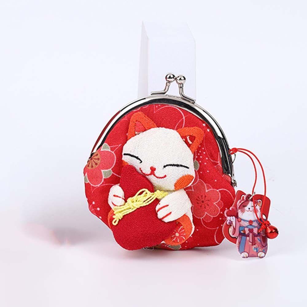 

Doll Lucky Cat Clutch Bag Japanese Style Card Holder Fashion Design Maneki Neko Coin Purse Outdoor