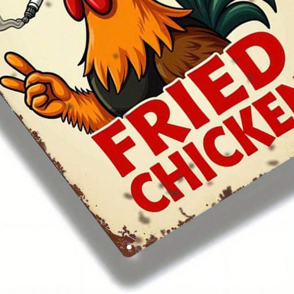 1pc Vintage Rooster Smoking Metal Sign 8x12in, Funny Farmhouse Wall Art, Retro Chicken Plaque, Rustic Home Decor