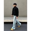 Blaexit American Retro Washed Light Blue Jeans Men's Straight-Leg Slightly Flared Casual Cleanfit Pants