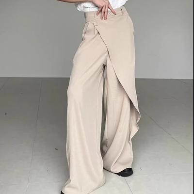 Deeptown Damen Weite Anzughose Hohe Taille Schwarz Japanischer Stil Baggy Hose Gothic Unregelmäßige Gerade Hose Lässige Streetwear