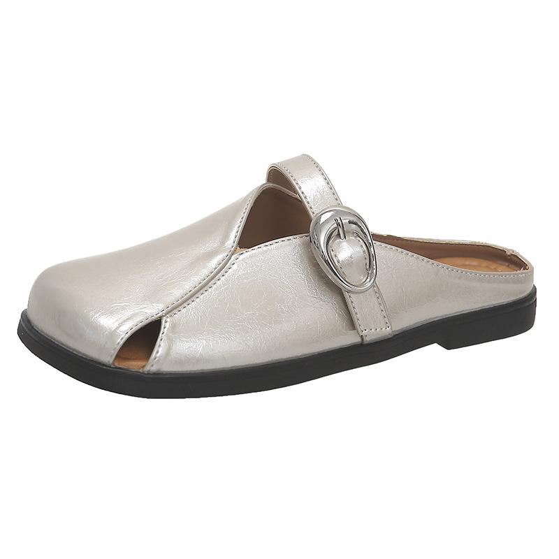 Baotou Half Slippers Women's Summer Outer Wear New One-pedal Lazy Muller Single Shoes Flat-soled Birkencool Slippers