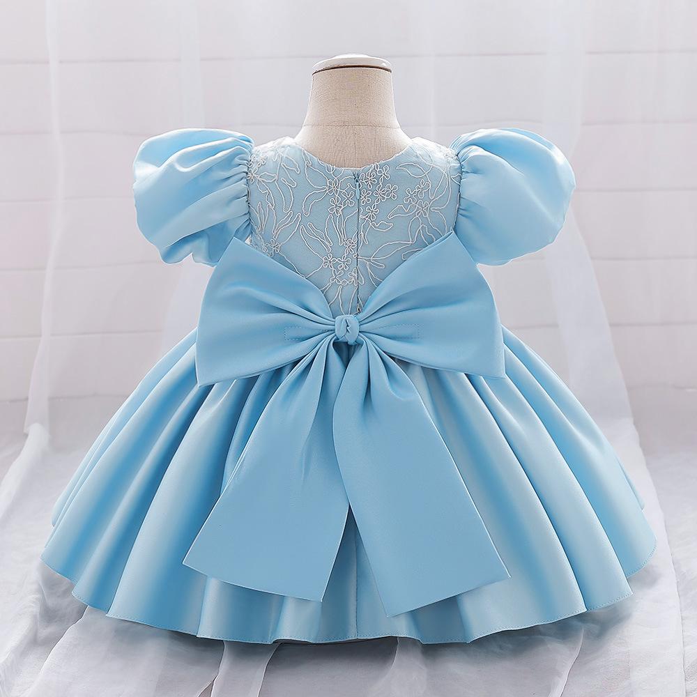 Summer Flower Bow Princess Newborn Kids Dresses for Girls Lace Ball Gown Wedding Bridemaid Prom Party Girl Dress Birthday Child Costume