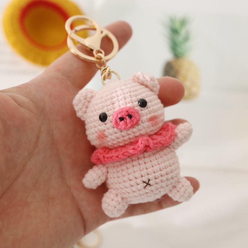 

Creative Animal Crochet Pendants Mini Knitted Animal Bag Decor Handwoven Keychain Car Key Ring