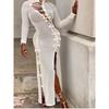 Foreign Trade Pure Pure Desire Style Perspective Hollow Cheongsam Style Slim Fit Split Sexy Fashionable Dress Women