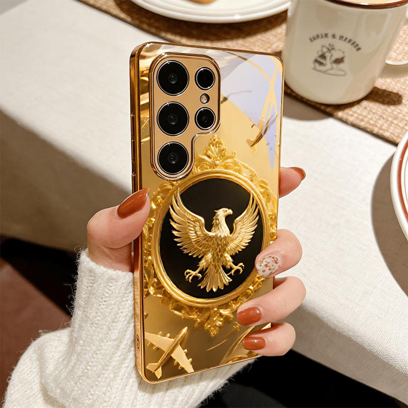 Eagle Pattern Art Golden Phone Case For Samsung A50 A51 A52 A53 A54 A55 A56 A57 A71 A72 A73 A31 A32 A34 A36 A37 A30s Glass Cover