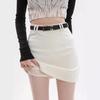 Women's Gray High-Waist A-Line Skirt - Slim Fit, Trendy Short Skirt for Spring and Autumn