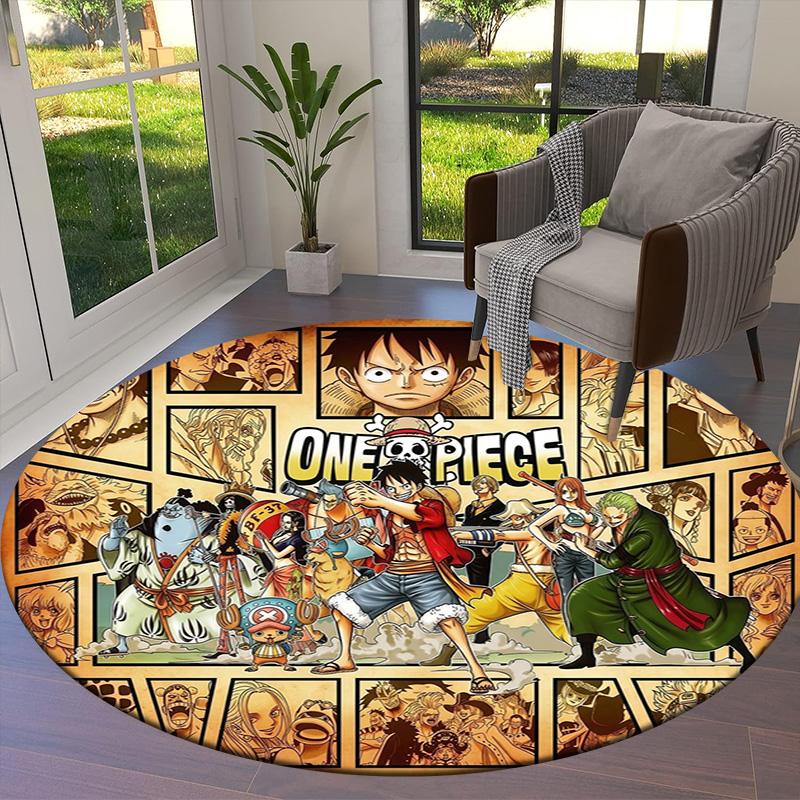 One Piece Poster Round Area Rug Carpet Rug For Living Room Bedroom Sofa Playroom Decor Nonslip Floor Mat