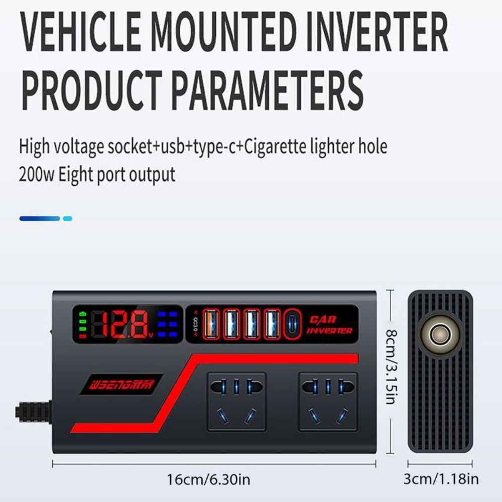 DC 12V/24V To 220V Car Inverter 200W High Power Automotive Charger Inverter Car Converter Socket