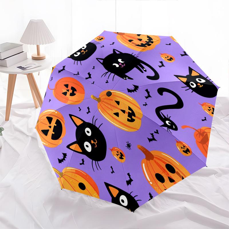 Halloween, Black Cat- Automatic umbrella,Suitable for Men and Women,Suitable for Birthdays, Christmas, Gifts for Fashion Lovers0917b