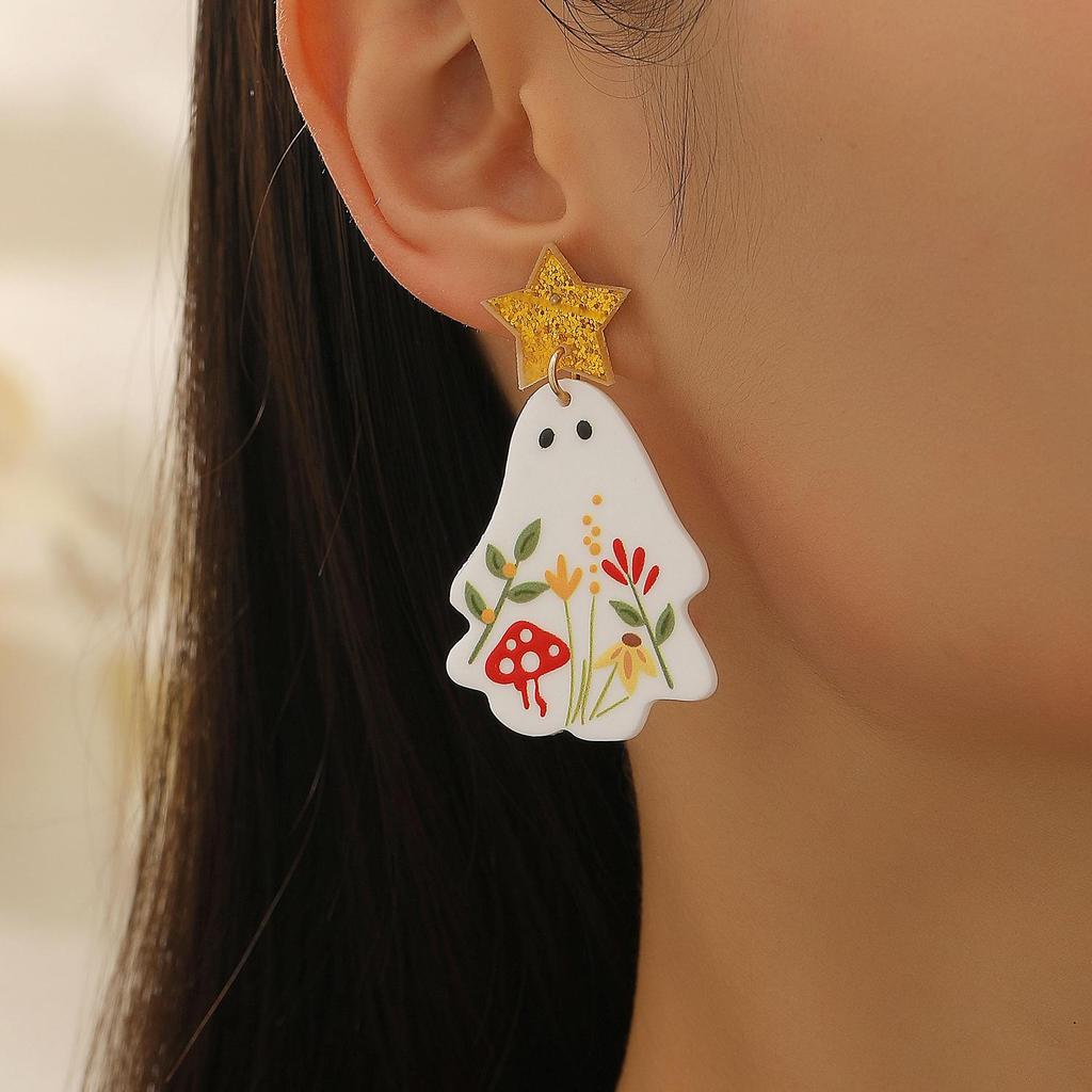 Fashion Personality Creative Versatile Halloween Acrylic Ghost Earrings