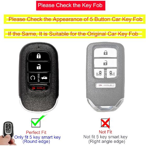 Key Fob Cover For Honda 2024 Accord Civic Pilot - TPU Key Case For Honda CR-V HR-V Sport SI EX EX-L Touring Odyssey 5 Buttons Remote Key Fob (Pack