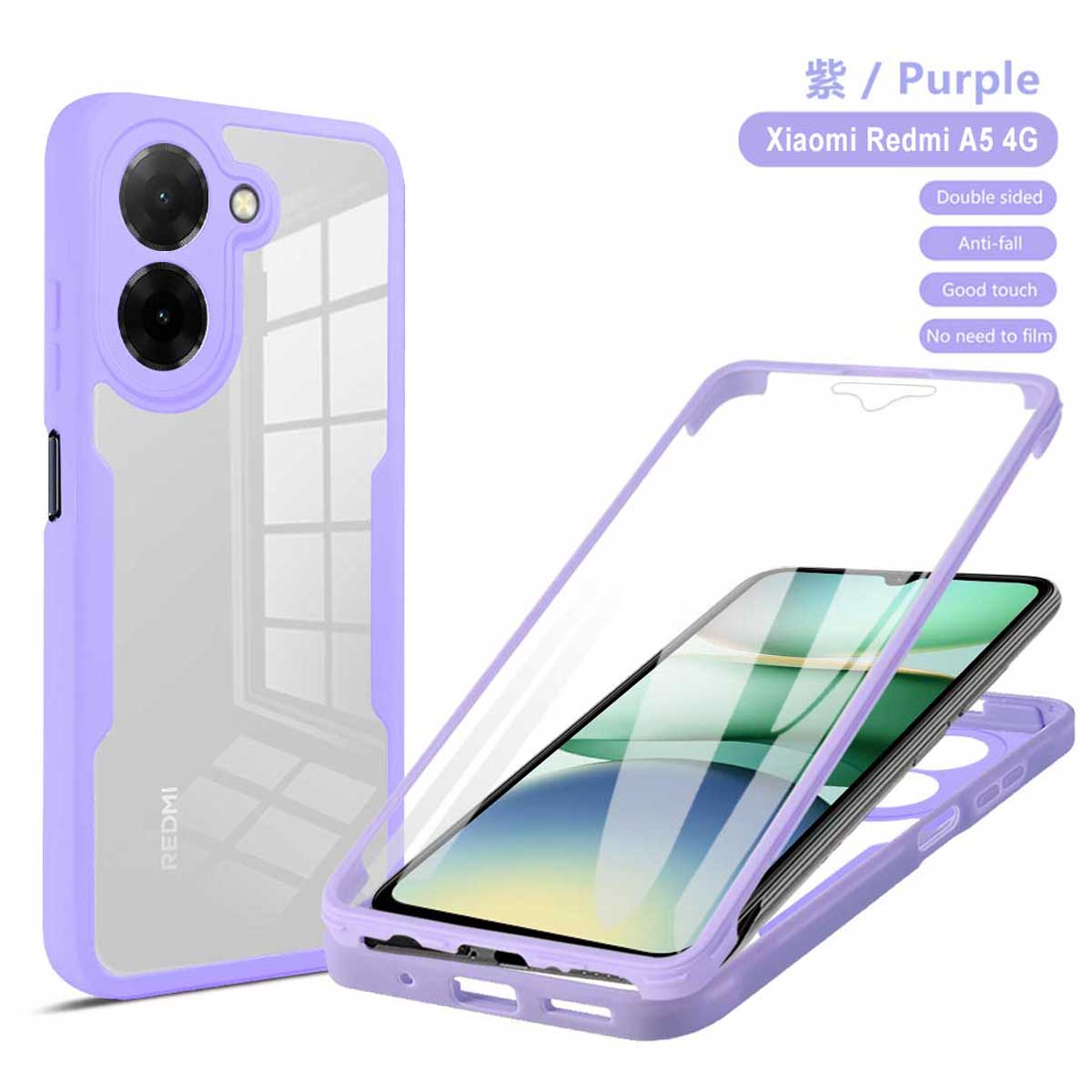 

Для Redmi A5 171.7мм A3 14C 13C 12C Противоударный и Противопадений 360 Полностью Закрывающий Чехол для Телефона Для Redmi Note 14 Pro Plus Redmi Note 14S фиолетовый