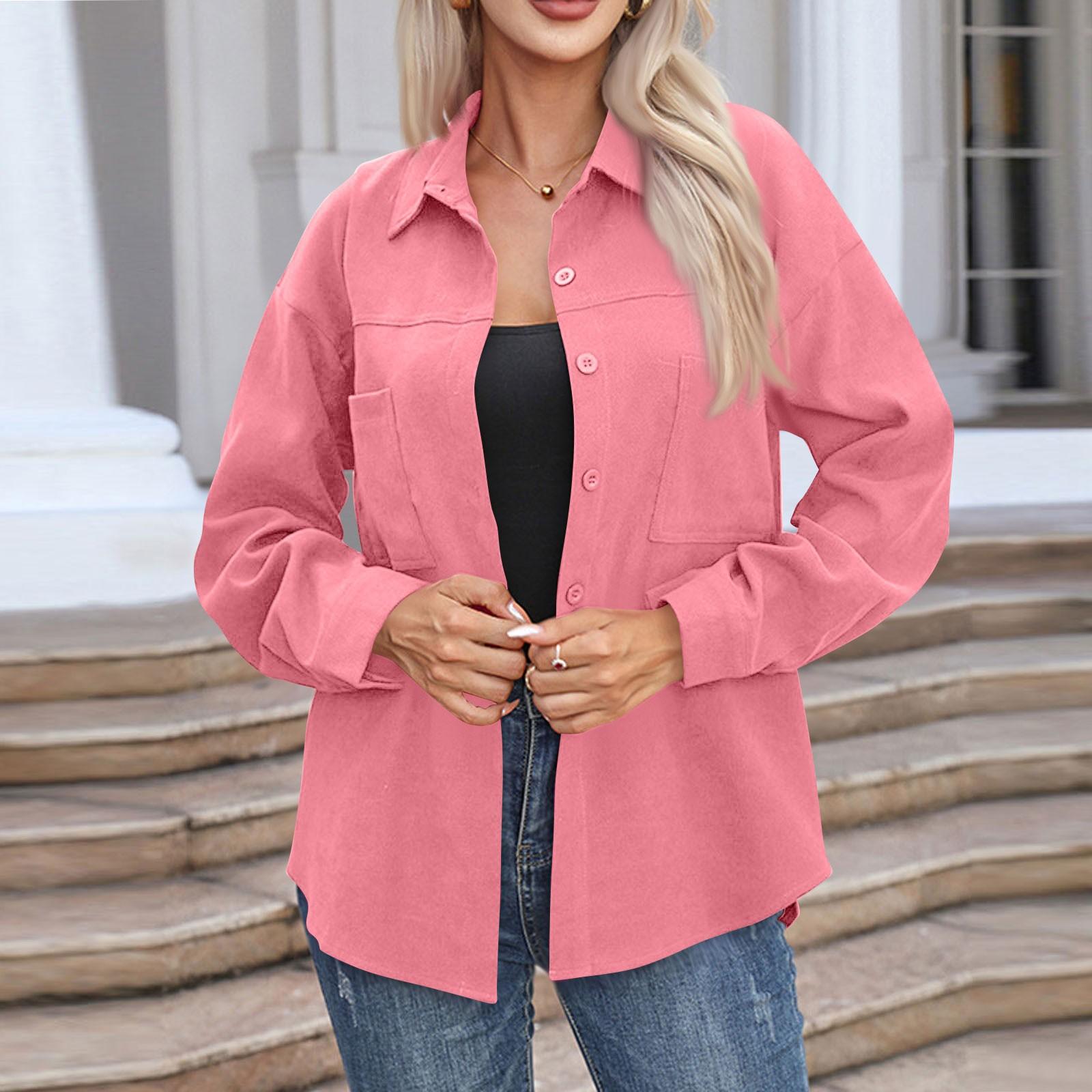 

Женская повседневная рубашка средней длины с длинным рукавом, однотонные топы XXL розовый