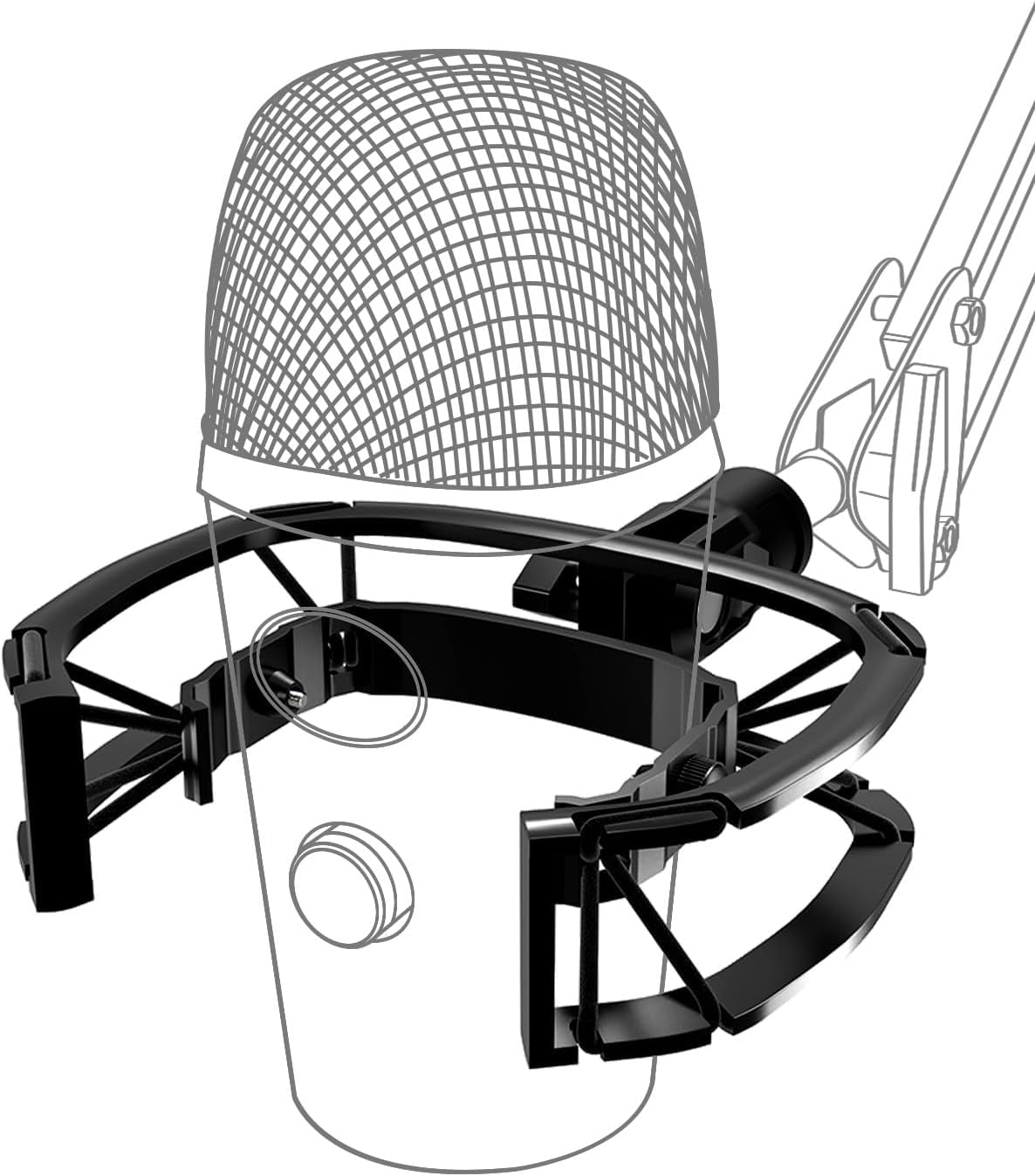 

Виброподвес для микрофона Etour Blue Nano. Встроенный поп-фильтр, антивибрационное эластичное амортизационное крепление-держатель-клипса для микрофона Blue Nano