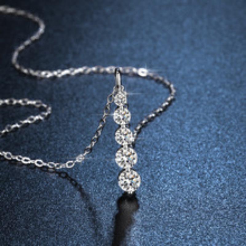 Simulated Moissanite Straight Line Necklace Delicate Collarbone Chain Elegant Women's Versatile Jewelry Accessory