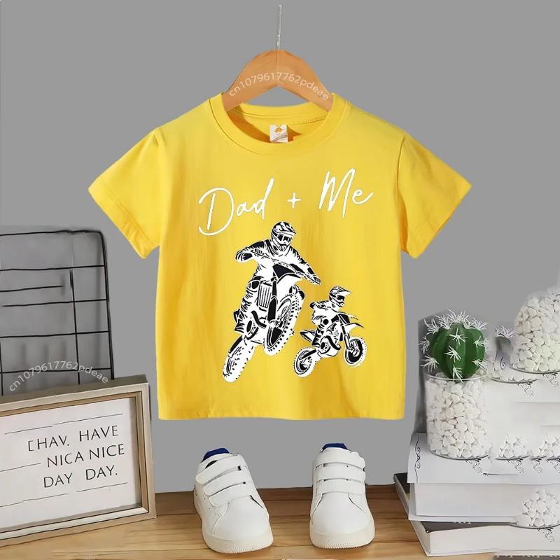 Kids outdoor motorcycle pattern summer short sleeved baby and toddler cotton T-shirt Boys girls comfortable casual top Cotton T-