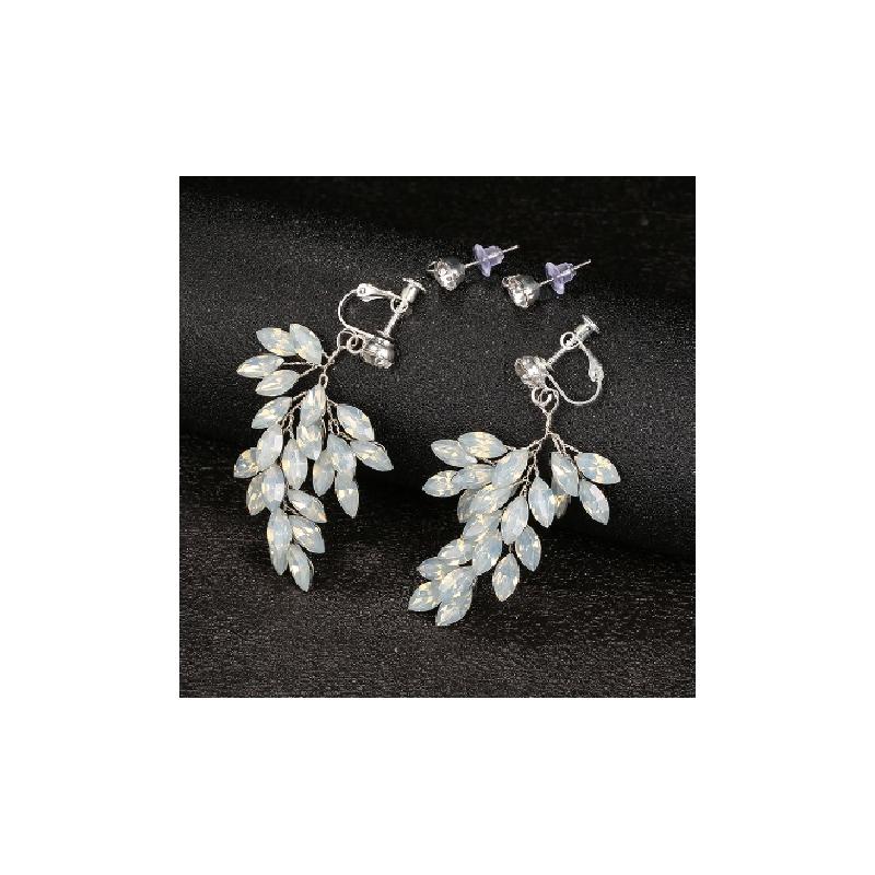 Boho Wedding Formal Dangle Earrings with Crystals, Stainless Steel