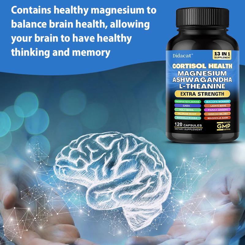 Cortisol Supplement, Magnesium Blend 200 Mg, L-theanine 150 Mg, 120 Capsules