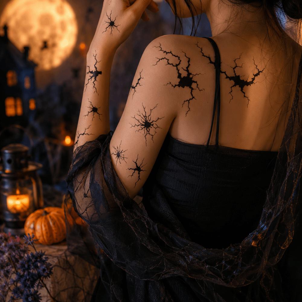 10 pièces Maquillage Corporel Halloween Autocollants Tatouages Toile d'Araignée Imperméable Tatouages Maquillage Performance