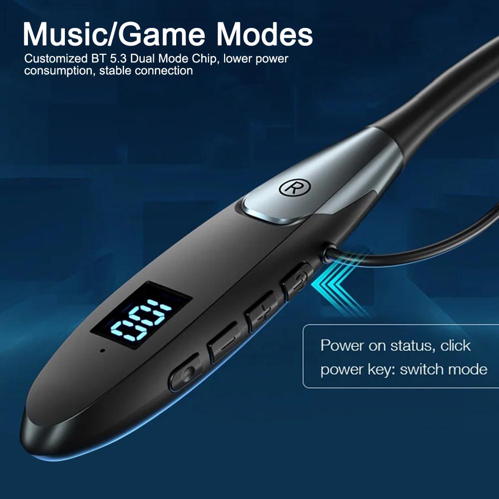 60 Hours Playback Wireless Bluetooth 5.3 Headphones Neckband Bass Stereo Sports Waterproof Headphones with Microphone