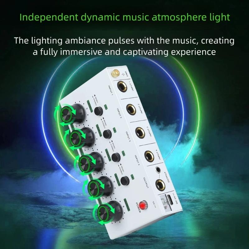 4 Channel Auditory Mixer Simultaneous Connection With Low Noise Recording And Stereo Output For Home Studio And Podcasting