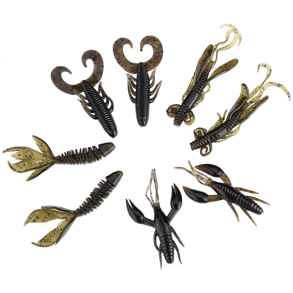 25pcs Soft Silicone Bait Worm Crawfish Shrimp Bass Pike Lure Fishing Tackle (Brown)