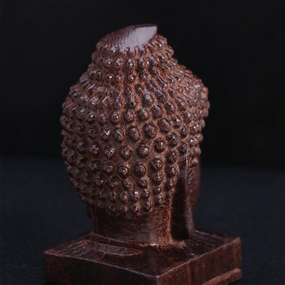 Hall Crafts Wood Tathagata Buddha Statue India Miniature Sakyamuni Statue Shakyamuni Creative Buddha Head Crafts Blessing