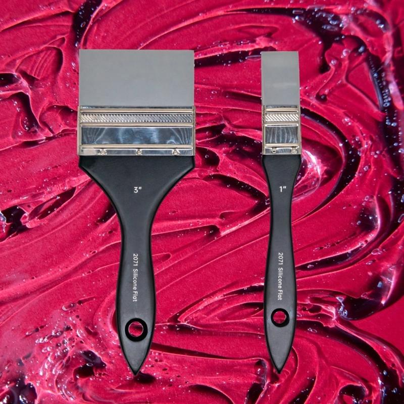 Painting Brush Flat Tip Silicone Paint Brush Multifunctional Artist Painting Tool for Oil Acrylic Watercolor Paint