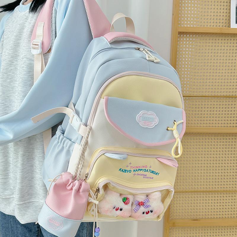 Schoolbag Wholesale Cute Cat Junior High School Student Large Capacity Schoolbag High Value Student Backpack College Girl Pain Bag Baby Bag