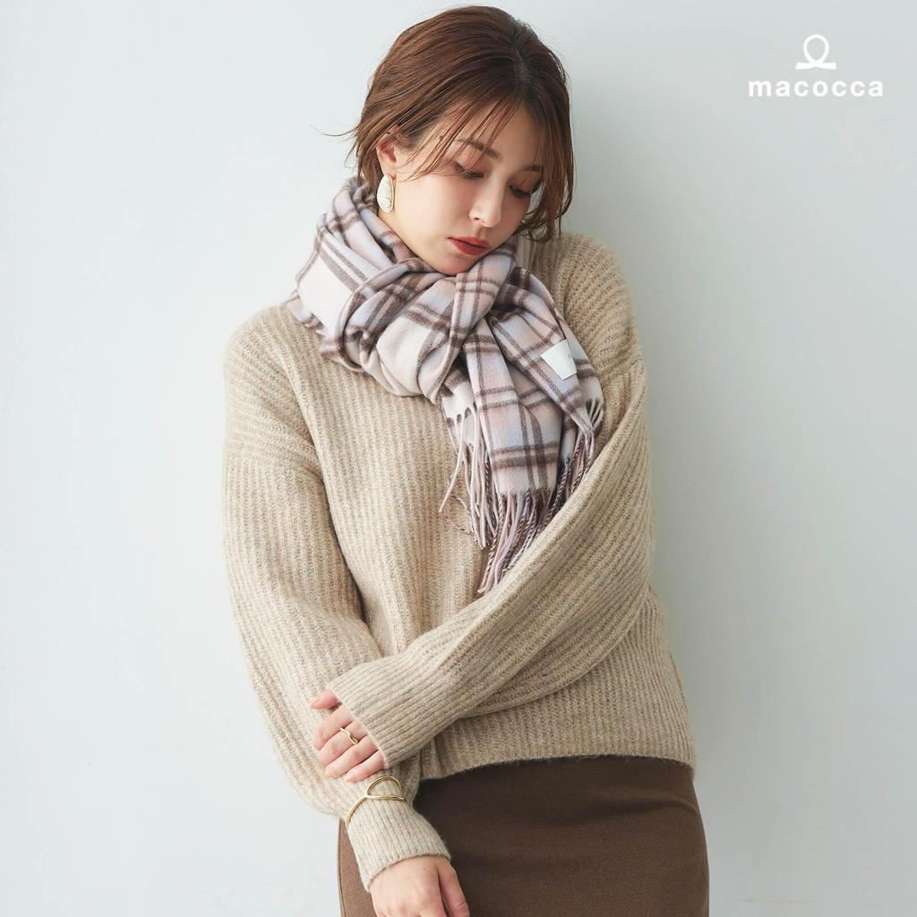 Makokka Inner Mongolian Cashmere Large Check Light 200cm X Unisex 100% Stole, Pink, 60cm,
