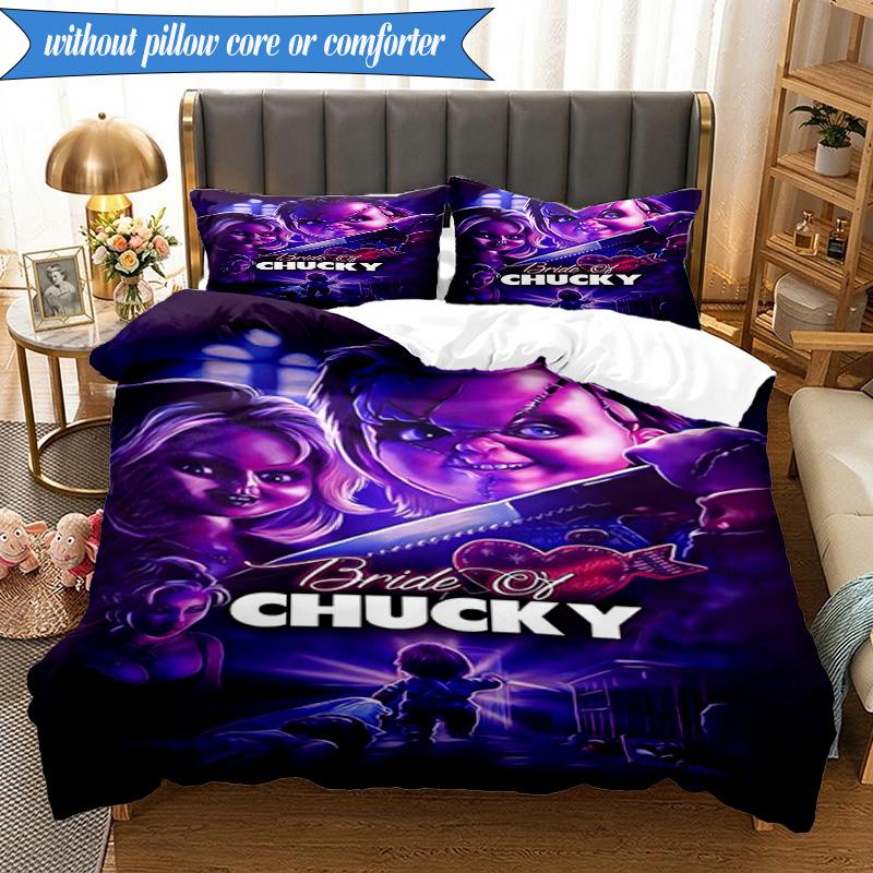 Chucky's Halloween Horror 3pcs K-pop Music Group Bedding set,Ideal for Bedroom, Dormitory,Including Duvet Cover And 2pcs Pillowcases,Fan Gifts