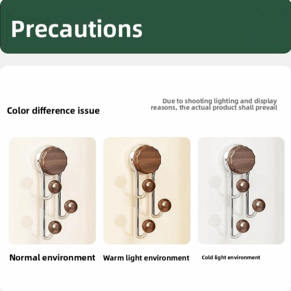 Stainless Steel Wood Grain Hook Without Punching Vertical Hook Shelf Suction Cup Hook  Bathroom