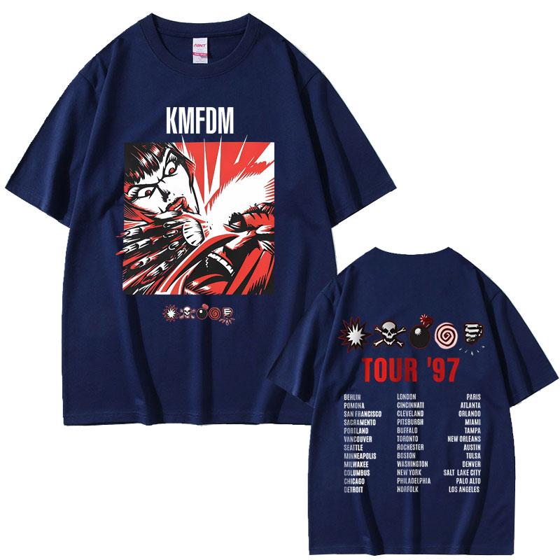 2025 Summer Rock Band Kmfdm Symbol Tour 97 Graphic Print Tshirt Men Retro Gothic Punk Street Casual Loose Cotton Tshirt