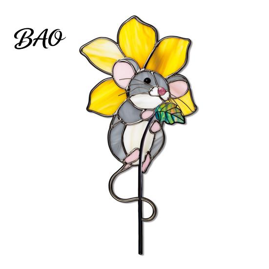 Colorful Yard Stakes Planter Insert Stake, Double-Sided, Flower Pot Decor Metal Garden Decorative Insect Animal Stake for Plant Pots Bed Decoration