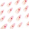 Medium-Long French Pink Press-On Nails with Red Heart Design