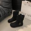 Retro design round head sleeve thin short boots women's autumn new niche versatile flat-bottomed fashion boots