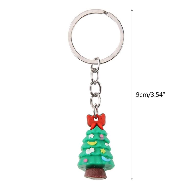 10Pcs Christmas Keychains Cartoon Keyrings Ornaments Decoration Party Favors