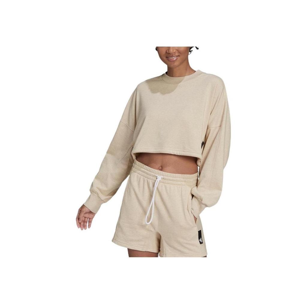 adidas Sportswear Women's Studio Lounge Summer Crew Sweatshirt Beige HE3095